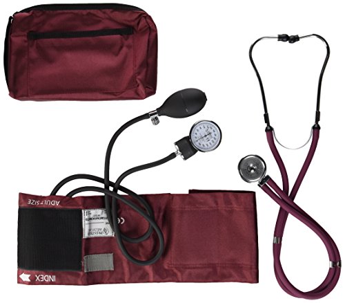 NCD Medical/Prestige Medical Set mit Aneroid-Manometer und Doppelkopf-Stethoskop, Burgunder