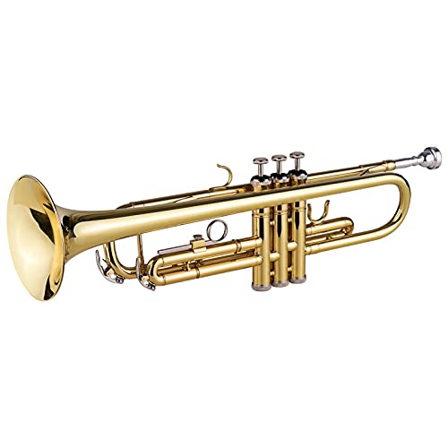 Trompete Messing B Wohnung Standard Student Trompete BB Key Messing Gold Lack Trompete Mit 7c Mundstück Und Anderen Aeccessaries