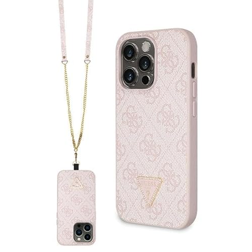 Guess GUHCP14LP4TDSCPP Hülle für iPhone 14 Pro 6.1" Rosa hardcase Crossbody 4G Metal Logo