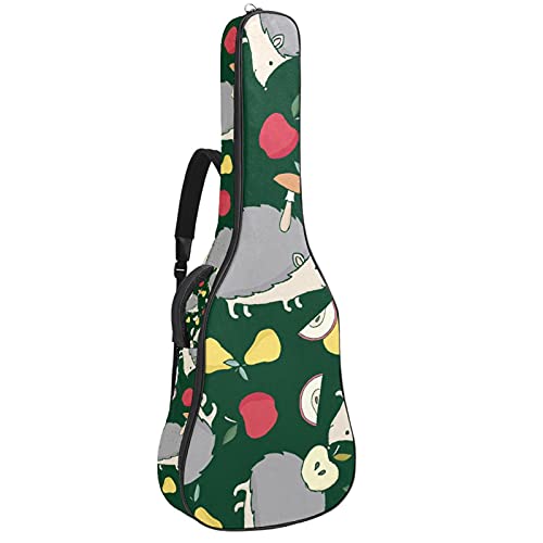 Gitarrentasche Schutz- und Transporttasche für akustische und klassische Gitarren wasserfest und gepolstert Igel-Apfel-Muster 108.9x42.9x11.9 cm