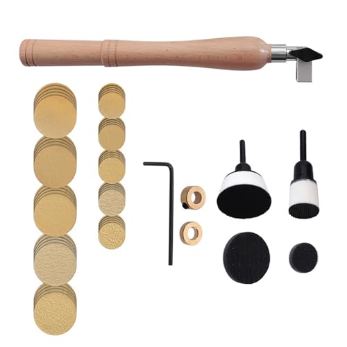 Schleifwerkzeug-Set mit 2,5 cm und 5,1 cm Haken-Stützteller Schleifscheiben, Doppel-Kugellagerkopf, Hartholzgriff, Holzbearbeitung