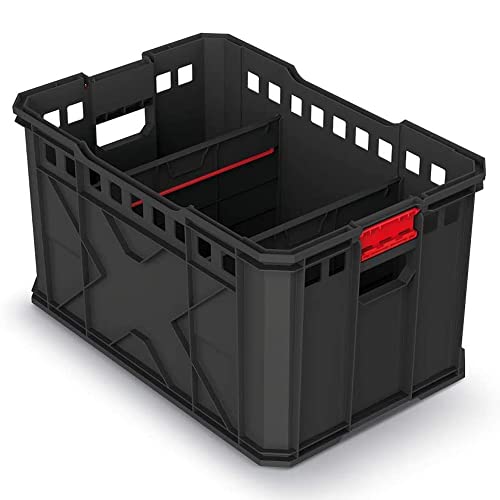 Modulkiste Transportbox mit Trennwänden Kunststoff Ladefähigkeit bis 50 kg Schwarz 536 x 354 x 300 mm