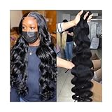 Haarbündel Body Wave Bundles Brazilian Hair Weave 1/3/4 PCS Real Human Hair Bundles Natural Black 8-40 Inch Double Weft Remy Hair Extensions Menschenhaarbündel(34 34 34)