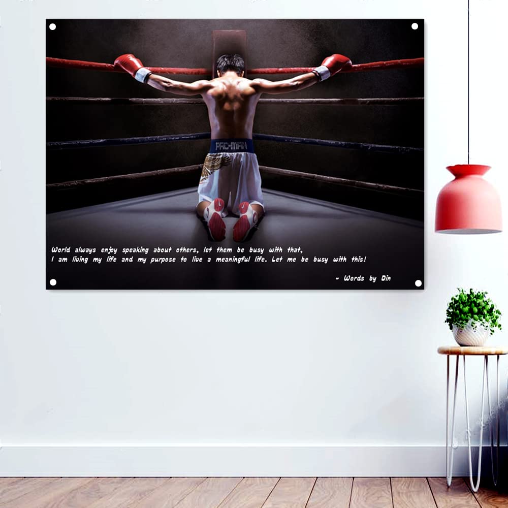 Tapisserieposter mit Boxringen, Kickboxen, Muay Thai, Kampfsport, Workout, Banner, Flagge, Leinwand, Malerei, Fitnessstudio, Wanddekoration, 96 x 144 cm