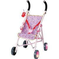 Zapf Creation 829950 BABY born Happy Birthday Deluxe Buggy - zusammenklappbarer Puppenwagen mit Gurt, blinkenden Rädern mit Farbwechsel sowie Flaschenhalter mit Flasche