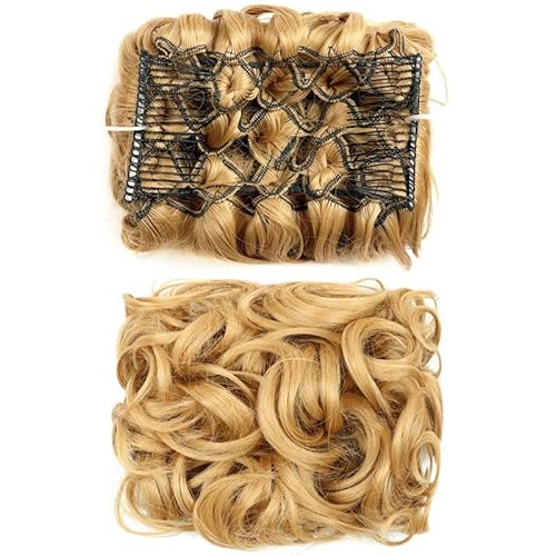 Haarknoten Verlängerungs-Chignon-Teller-Tablett, Pferdeschwanz-Haarteile for Frauen, unordentlicher Dutt, Scrunchie-Haarteil, synthetische Hochsteckfrisur, lockiges Haar, Dutt-Verlängerungskamm, Clips