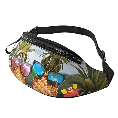 HSJFS Country Farm bedruckte modische Hüfttasche, verstellbare Hüfttasche, lässige Brusttasche, Ananas Fruit Sonnenbrille Sand Beach, Einheitsgröße