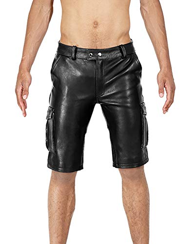 Bockle® BoB Cargo Shorts Leder Shorts Pants Kurze Lederhose, Size: W30/L30