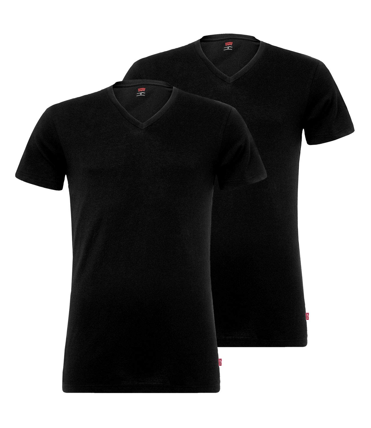 Levi's Herren V Neck T-Shirts Stretch Cotton 905056001 2er Pack, Farbe:Schwarz, Menge:2er Pack (1x 2er), Größe:XL, Artikel:-884 Jet Black