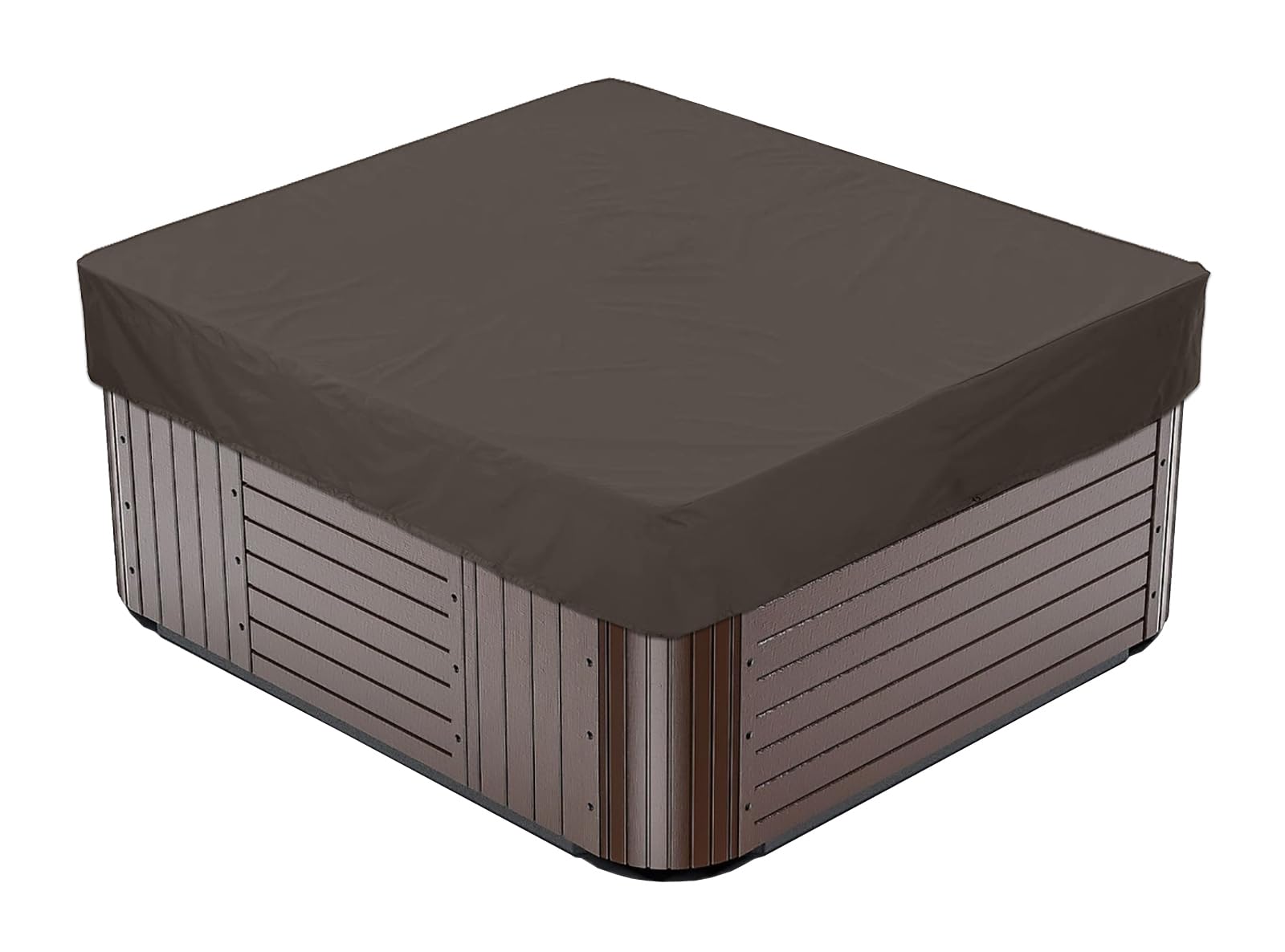 BaCover Outdoor Whirlpool Abdeckung 210D Oxford-Gewebe Wasserdicht Quadrat Spa Abdeckun Pool-Staubschut Schutz vor Wind UV Schützende,Kaffee,215x215x30cm