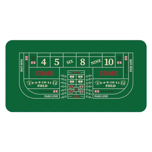 BFVAKBKYT Professionelle Pokermatte für Tische, Professionelle Pokermatte for den Tisch mit Tragetasche, rutschfeste Tischabdeckung aus Gummi mit Craps-Würfelspiel-Layout for Partys(M)