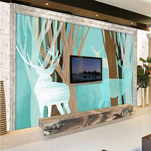 XLMING Elch Einfache Waldlandschaft Bilder Küche Esszimmer Arbeitszimmer Wohnzimmer TV Hintergrund Wand 3D Tapete-150cm×105cm