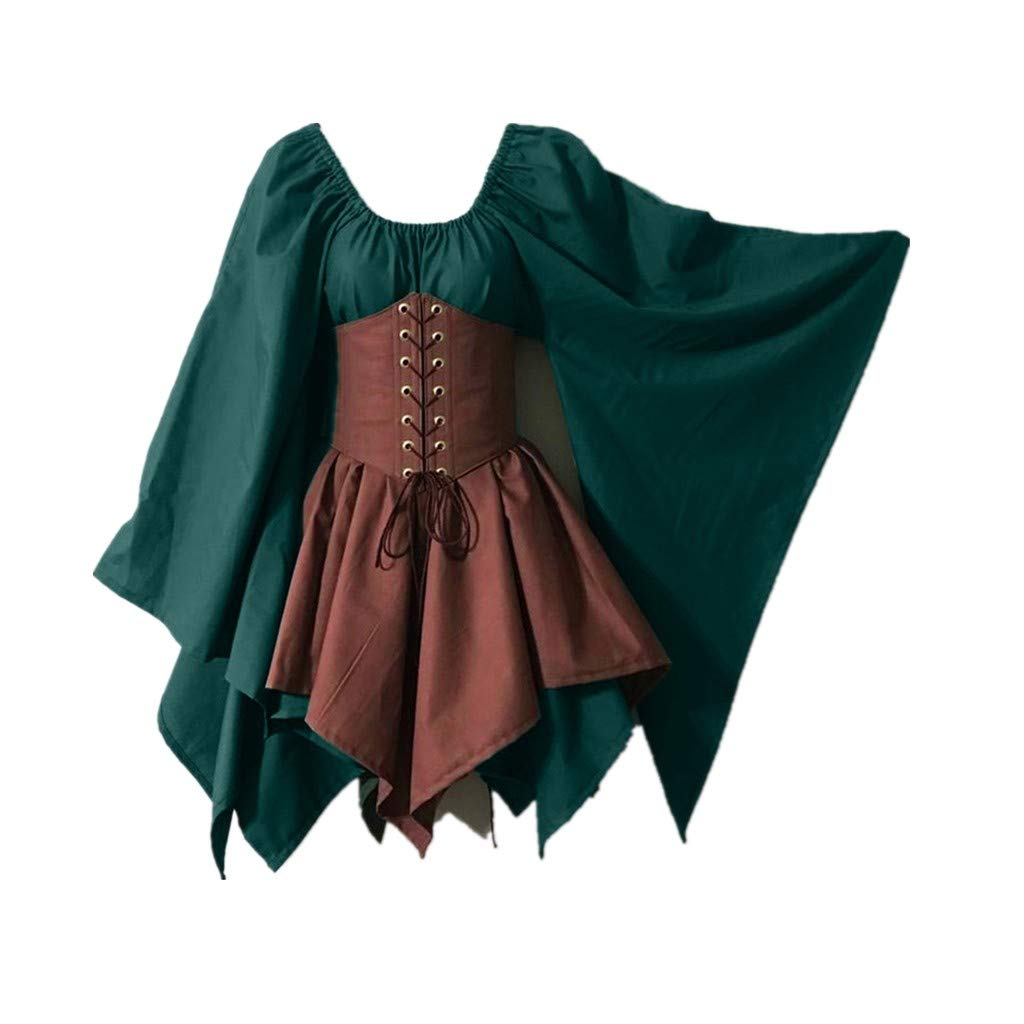 Mittelalterkleider Damen Renaissance Kleid Mittelalter Kleider Mittelalter Kostüme Renaissance Mittelalter Cosplay Uniform Halloween Kostüm für frauen Gebunden Taille Elegant Partykleid Farbbloc