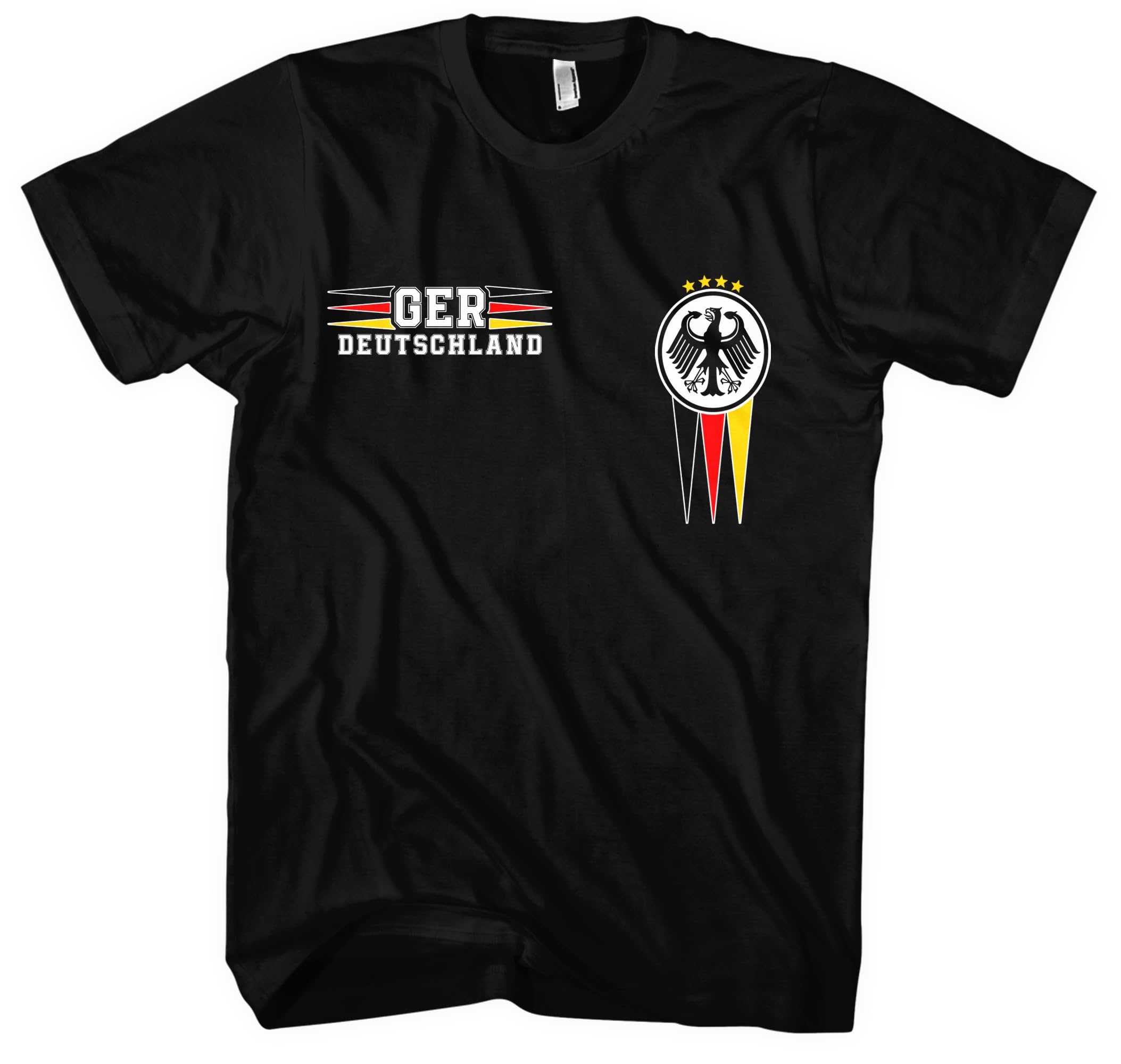 Deutschland Herren T-Shirt | Deutschland Shirt EM WM Deutschland Flagge Tshirt Germany Fußball Deutschland Trikot | M12 FB Schwarz (4XL)