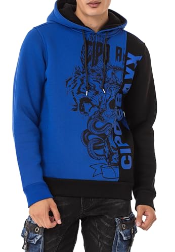 Cipo & Baxx Herren Hoodie Kapuzensweat Sweater Pullover CL541 Saxeblue XXL