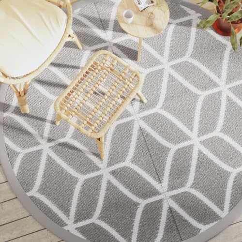 Juroupi Outdoor-Teppich Balkonteppich Carpet Outdoor Teppich Balkon Grau Ø200 cm PP - 368468