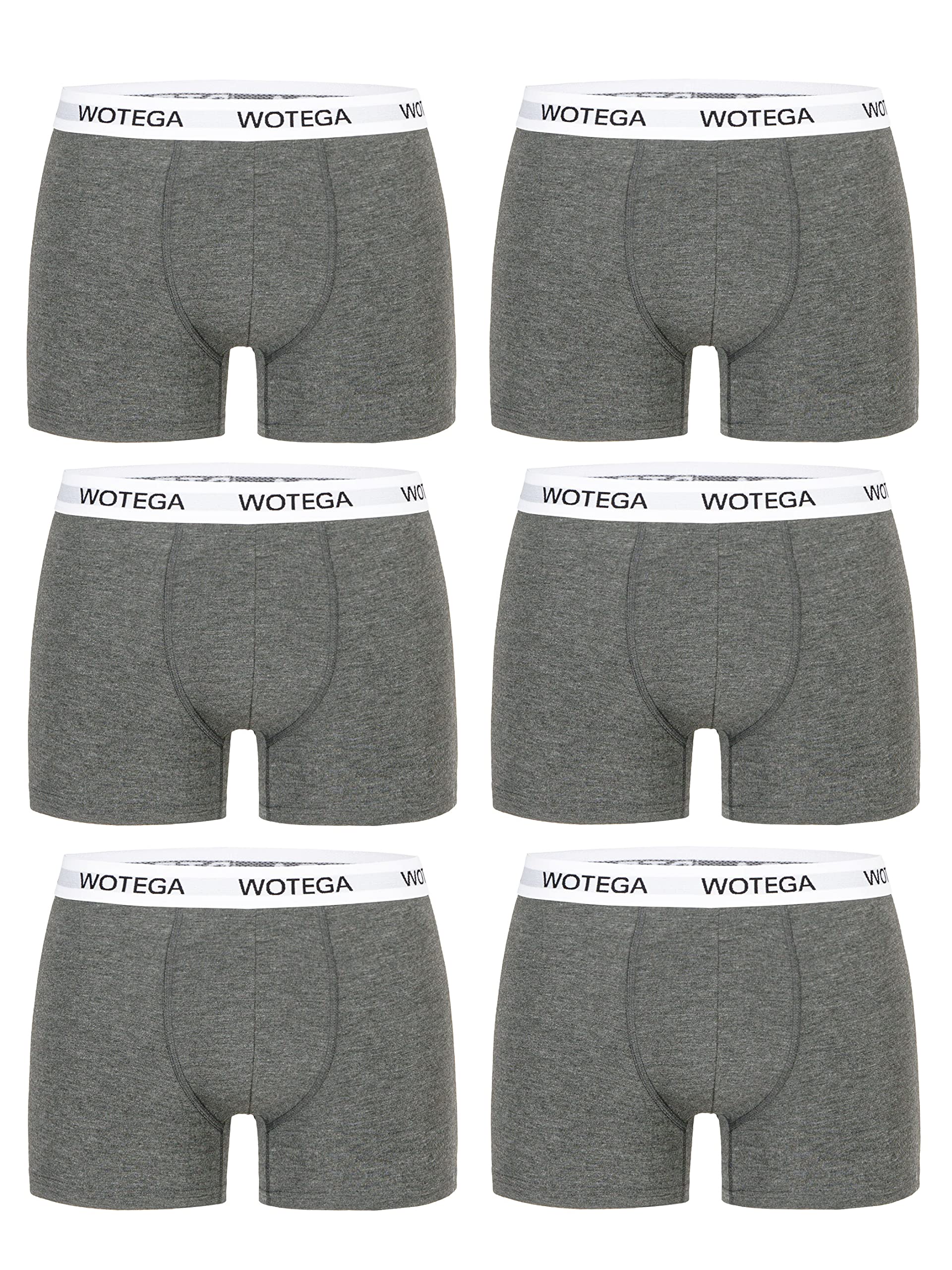 WOTEGA Joe - Herren Unterhosen 6er Pack - Basic Boxershorts - Stretch Unterwäsche Männer - Baumwoll Retroshorts, Grau (Phantom 194205), 3XL