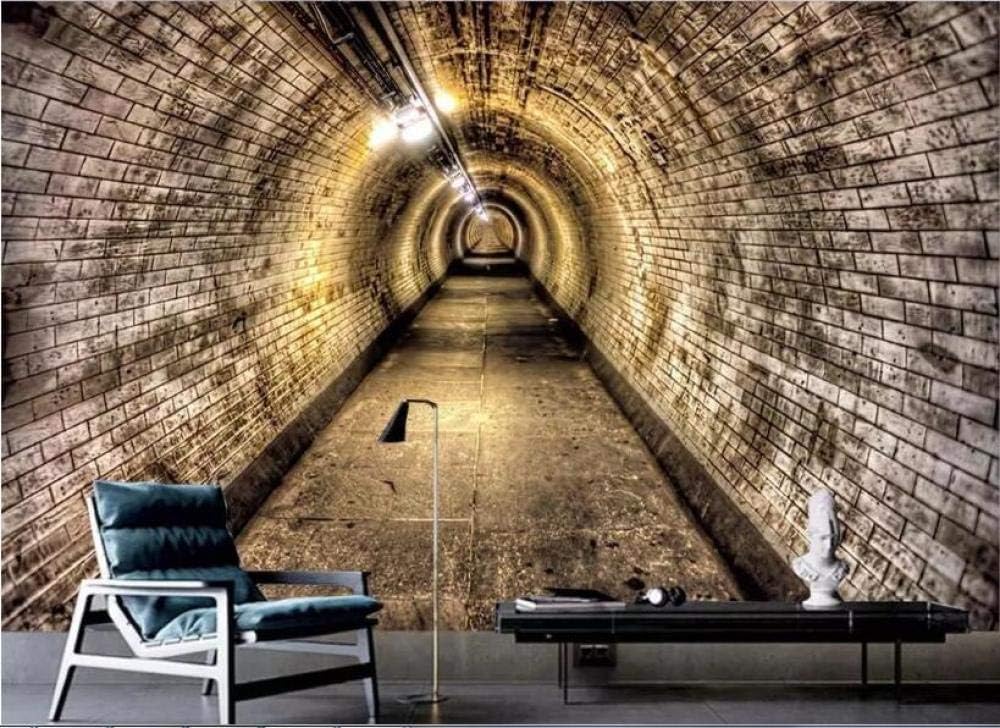 Ziegelsteinmauer-Tunnel 3D Tapete Poster Restaurant Schlafzimmer Wohnzimmer Sofa TV Dekorative Wand-200cm×140cm