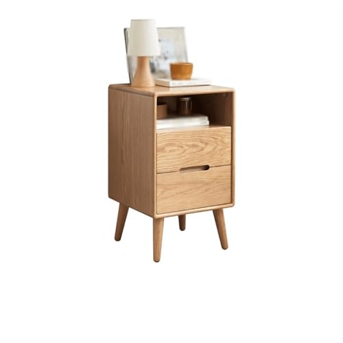 Nachtschrank Nachttisch mit zwei Schubladen + einem Ablagefach, Massivholz-Aufbewahrungsschrank for Wohnzimmer, Schlafzimmer, Arbeitszimmer, Bücher, Lampen usw. Stauraum für Schlafzimmer(Original wood