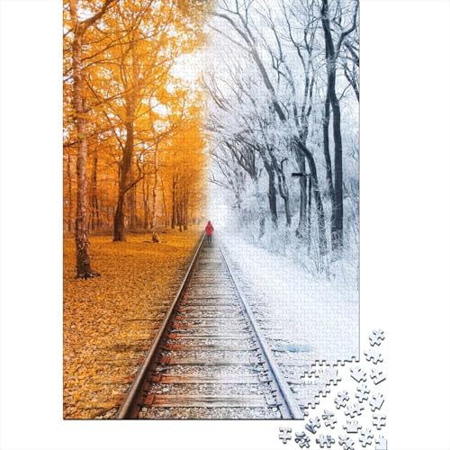 Kunstpuzzle für Erwachsene 1000 Teile Winterfall für Erwachsene Schwierige Puzzles Dekomprimierendes geistiges Lernspielzeug (Größe 75x50cm)