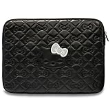 CG Mobile Hello Kitty Sleeve HKCSZPEKHBPK 14" Schwarz Zip PU Quilted Bows