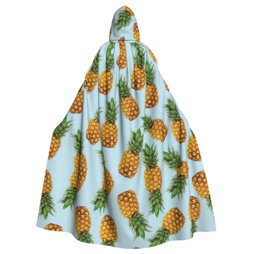 YQxwJL Ananas Print Hooded Long Length Cape Unisex Hooded Halloween Christmas Cloak Costumes Party Cape