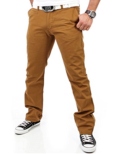 Reslad Herren Chinohose Hose Beige Braun Schwarz (W30 / L32, RS-2001 Braun)