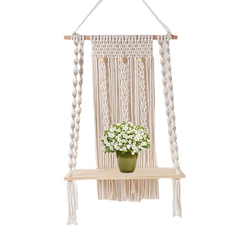 Opilroyn Wandbehang-, Makramee-| Handgefertigter Boho-Seil-Wandaufhänger | Handgefertigter Wandaufhänger aus gewebtem Seil im Bohemian-Stil, Pflanzen-Organizer aus Holz für Flügelterrassen