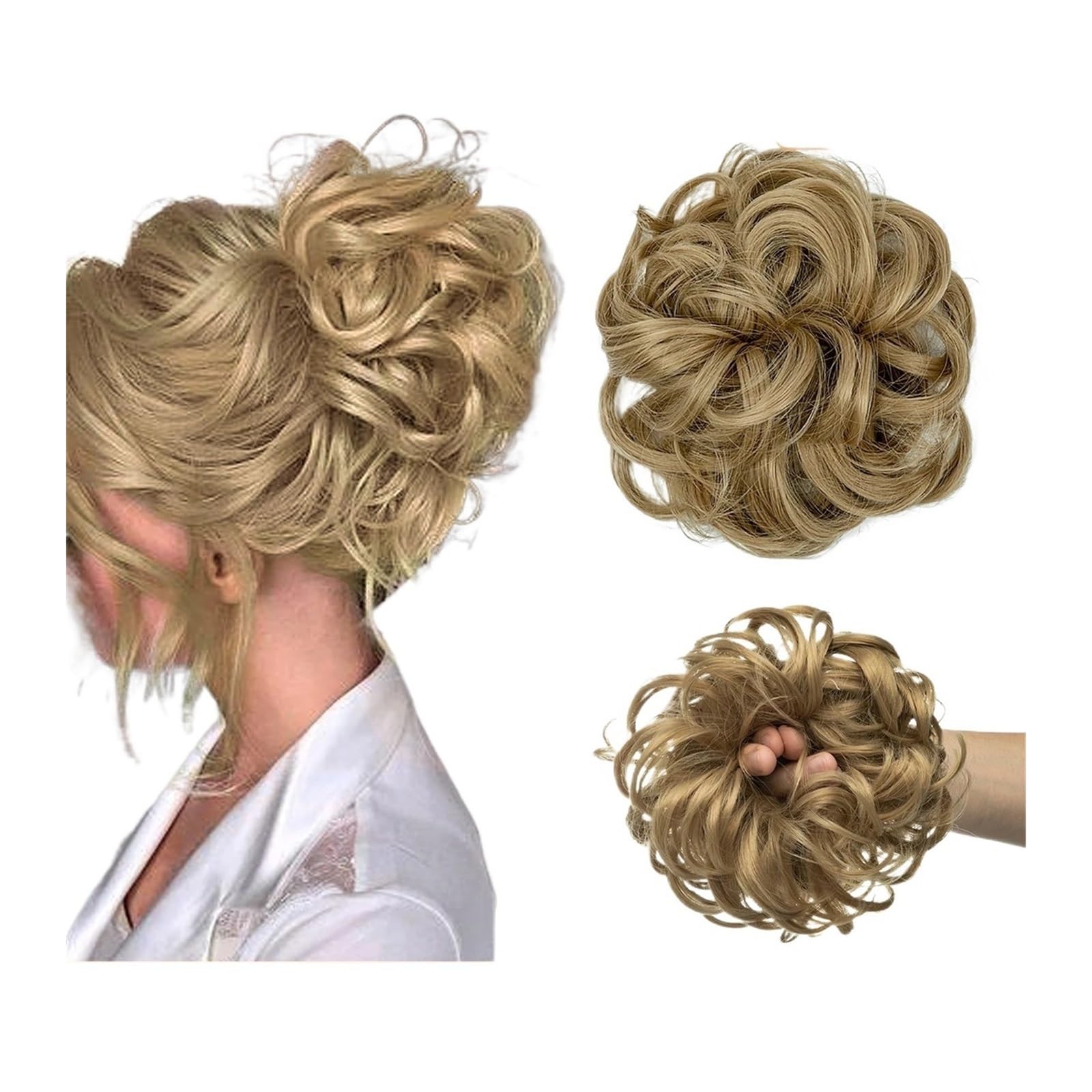 Haarteil Synthetischer unordentlicher Haarknoten, Chignon, Haargummis, gefälschtes Haarband, Zopf, elastischer Haarteilschwanz for Frauen, synthetischer Wickel, lockiger Pferdeschwanz Haarverlängerung