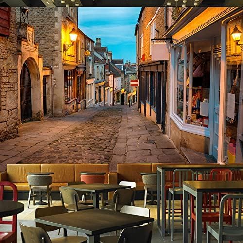 XLMING Straße Stadtbild Poster Restaurant Cafe 3D Tapete Home Dekoration Wohnzimmer Sofa Schlafzimmer Tv Hintergrund Wand-200cm×140cm