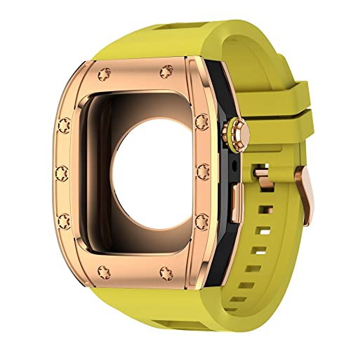 KANUZ Edelstahl-Gehäuse für Apple Watch 7er-Serie, 44 mm, 45 mm, Armbandzubehör, DIY-Modifikationsset, Abdeckung für iWatch 7, 6, SE, 5, 4 (Farbe: L, Größe: 44 mm für 6/5/4/SE)