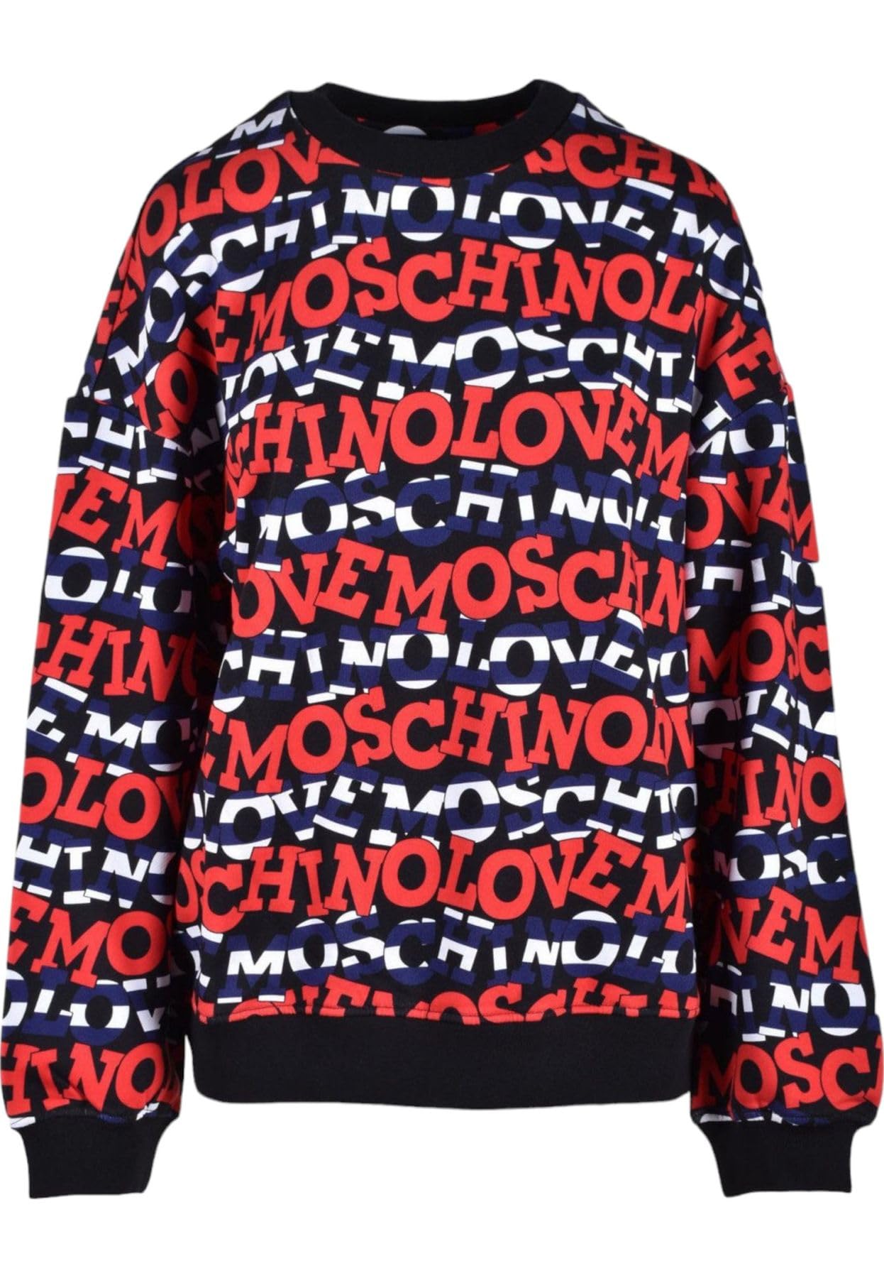 Love Moschino Women's Regular fit Roundneck with Logo Print Sweatshirt, Stripes, 48