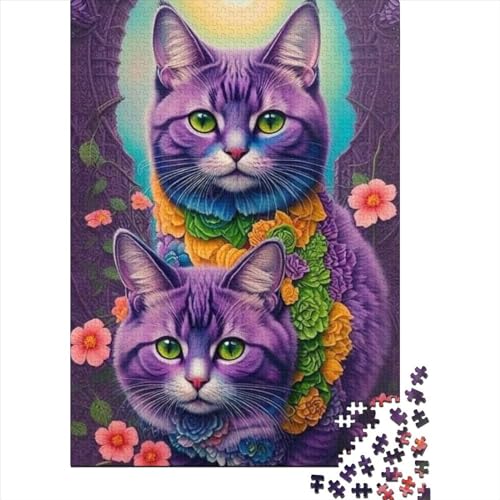 1000-teiliges Puzzle für Erwachsene, Kunst-Katzen-Puzzle für Erwachsene und Jugendliche, Holzpuzzle, Spielzeug, Denkspiel, Größe: 75 x 50 cm