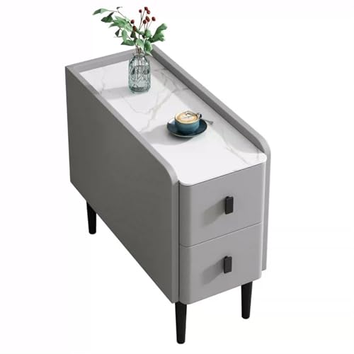 FUHAI-666 Wohnzimmer Sofa Schmal Sideboard Beistelltisch Aufbewahrungsschrank mit 2 Schubladen Beistelltisch Schmal Schrank Sofa Fugenschrank(LIGHT GRAY,25x80x60cm)