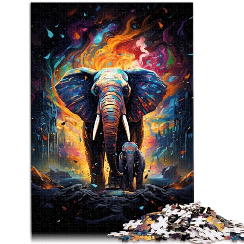 Puzzle Fantasie bunter Elefant 1000 Teile Puzzle für Erwachsene Puzzle Holzpuzzle Familienspiele Weihnachtsgeburtstagsgeschenke 1000 Stück (50x75cm)