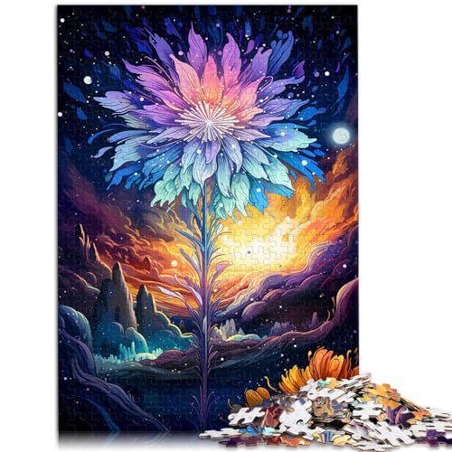 Puzzlespiel „Weltraumblume“, bunt, für Erwachsene, 1000 Teile, Holzpuzzle, jedes Teil ist einzigartig – anspruchsvolles, unterhaltsames Familienspiel, 1000 Teile (50 x 75 cm)