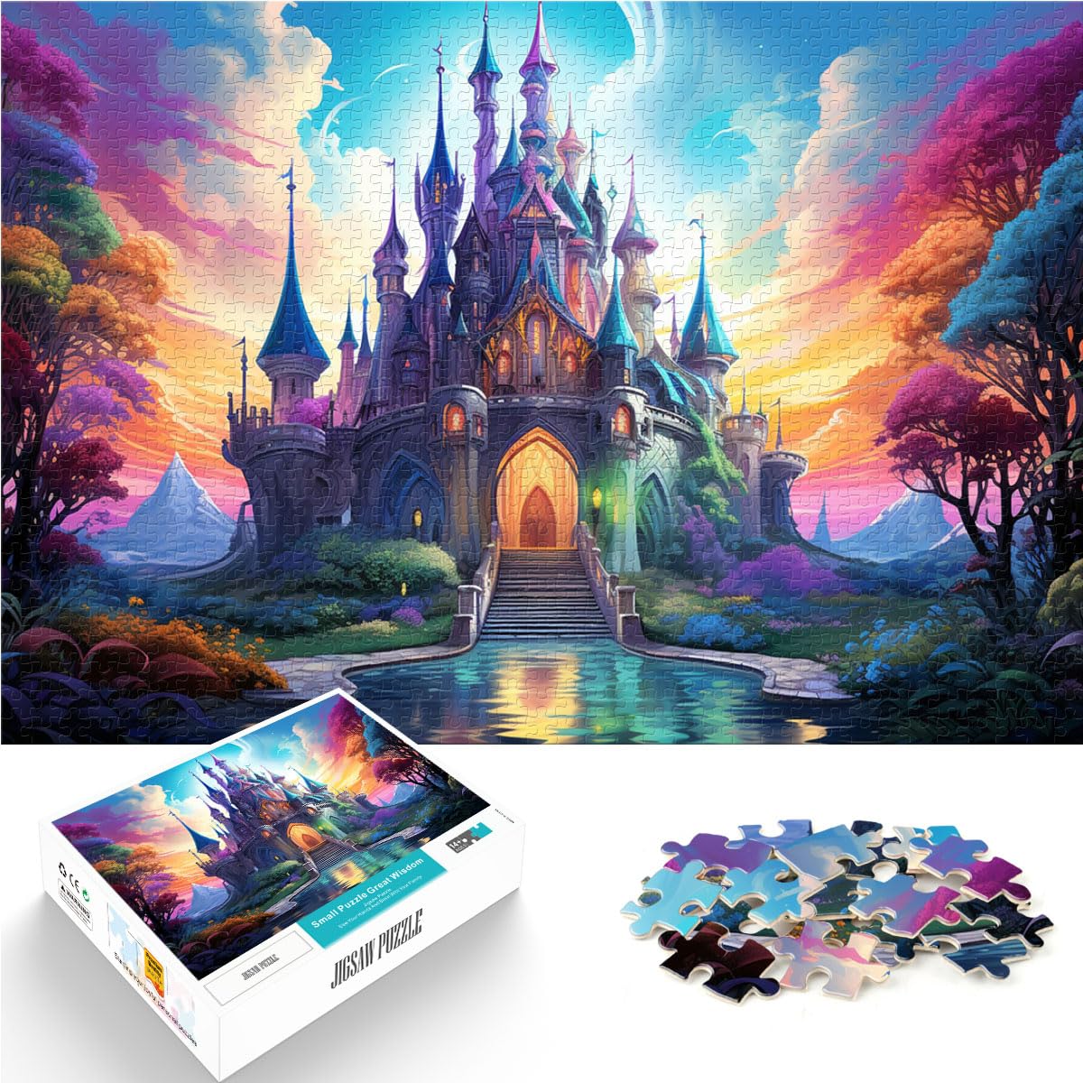 Puzzle | Puzzles Fantasie-Buntes Schloss Puzzle 1000 Teile Puzzle Holzpuzzle Spielzeug Puzzles Lernspiele Stressabbau Puzzles 1000 Stück (50x75cm)