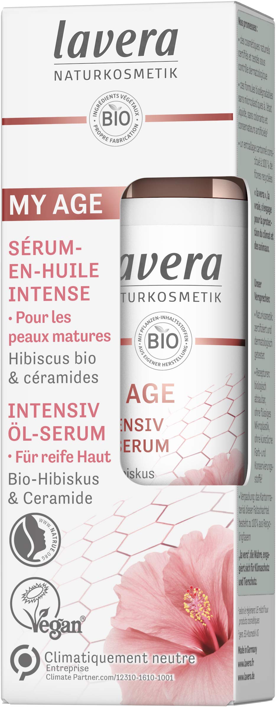 lavera My Age Serum aus intensivem Öl – Naturkosmetik – vegan – zertifiziert – Bio-Hibiskus & pflanzliche Ceramide – 30 ml