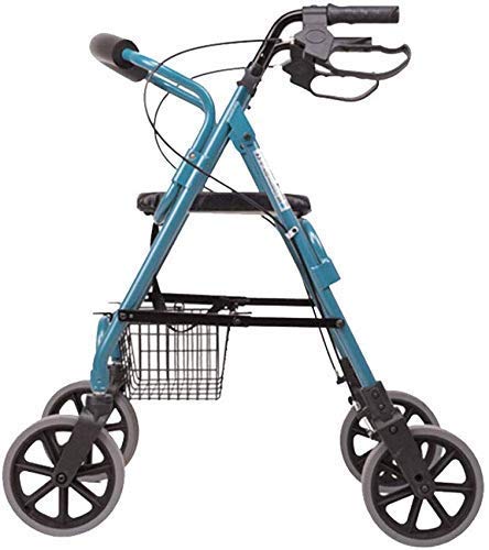 Rollstuhl-Gehhilfe zum Schieben, Leichtgewichtige, zusammenklappbare Gehhilfe aus Aluminium mit vier Rädern, Geeignet für: Einkaufswagen für Senioren, Lebensmitteleinkauf, Sonnenliege