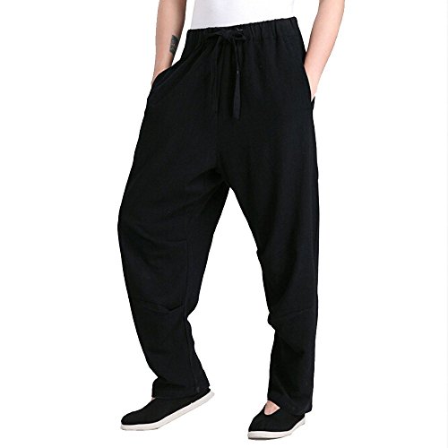 ZooBoo herren kampfkunst kung fu hose leinenhose tang anzughose mittel schwarz