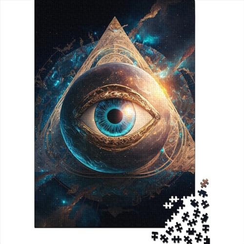 Schwieriges, anspruchsvolles Puzzle, 1000-teiliges Holzpuzzle „Ancient Eye“ | Puzzle für Erwachsene, Lernspiele, Heimdekorationspuzzle. (Größe: 75x50cm)