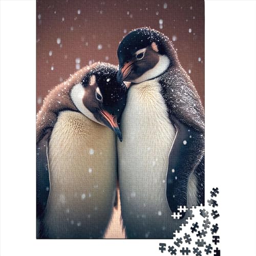 Pinguin-Kuscheltier-Kunst-Puzzle für Erwachsene, 1000 Teile, Holzpuzzle für Erwachsene und Teenager, ganze Familie, 75 x 50 cm