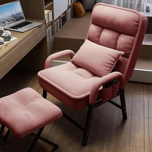 Ohrensessel mit Hocker, Liegestuhl mit Fußhocker, Sessel für Wohnzimmer, TV-Sessel mit Liegefunktion, TV-Sessel, Lesesessel für Schlafzimmer, Wohnzimmer, Pink