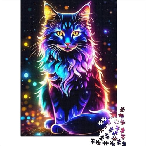 Fantasy-Katzen-Puzzle für Erwachsene, lustiges 1000-teiliges Puzzle für Erwachsene, 1000-teiliges Puzzle, ganze Familie und die (Größe 75 x 50 cm)