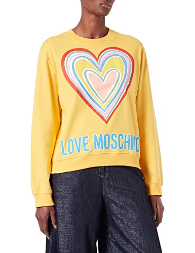 Love Moschino Damen Multicolor Heart Sweatshirt, Gelb, 42 EU