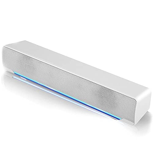 Garsent PC Soundbar Lautsprecher, 3.5mm USB kabelgebundenes HiFi Stereo Sound Bar Speaker Boombox mit Bass, Heimkino Lautsprecher für PC Smartphone(weiß)