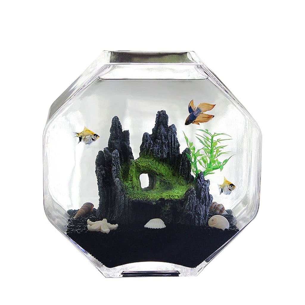 Kleiner Tank Aquarium, tragbare Fischschale Tank, Fisch Tank Kreative Glas Transparent Fisch Tank Office Home Desktop Kleine Fisch Tank Ornamente Goldfisch Zierfische Tank Aquarium Tank