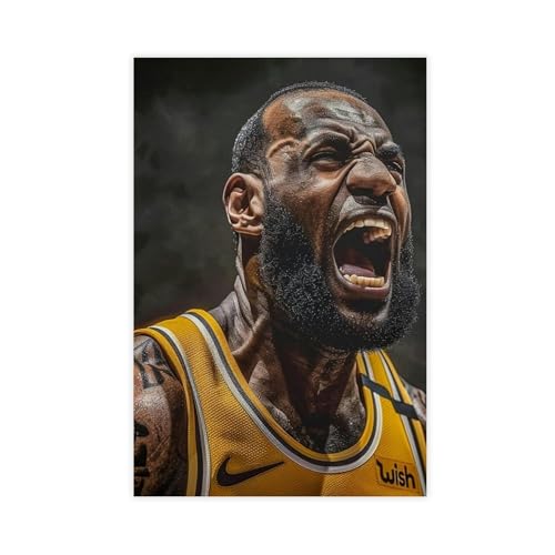 HACERR Poster auf Leinwand, Motiv: Lebron James, Schlafzimmer, Dekoration, Landschaft, Büro, Raumdekoration, Geschenk, 60 x 90 cm