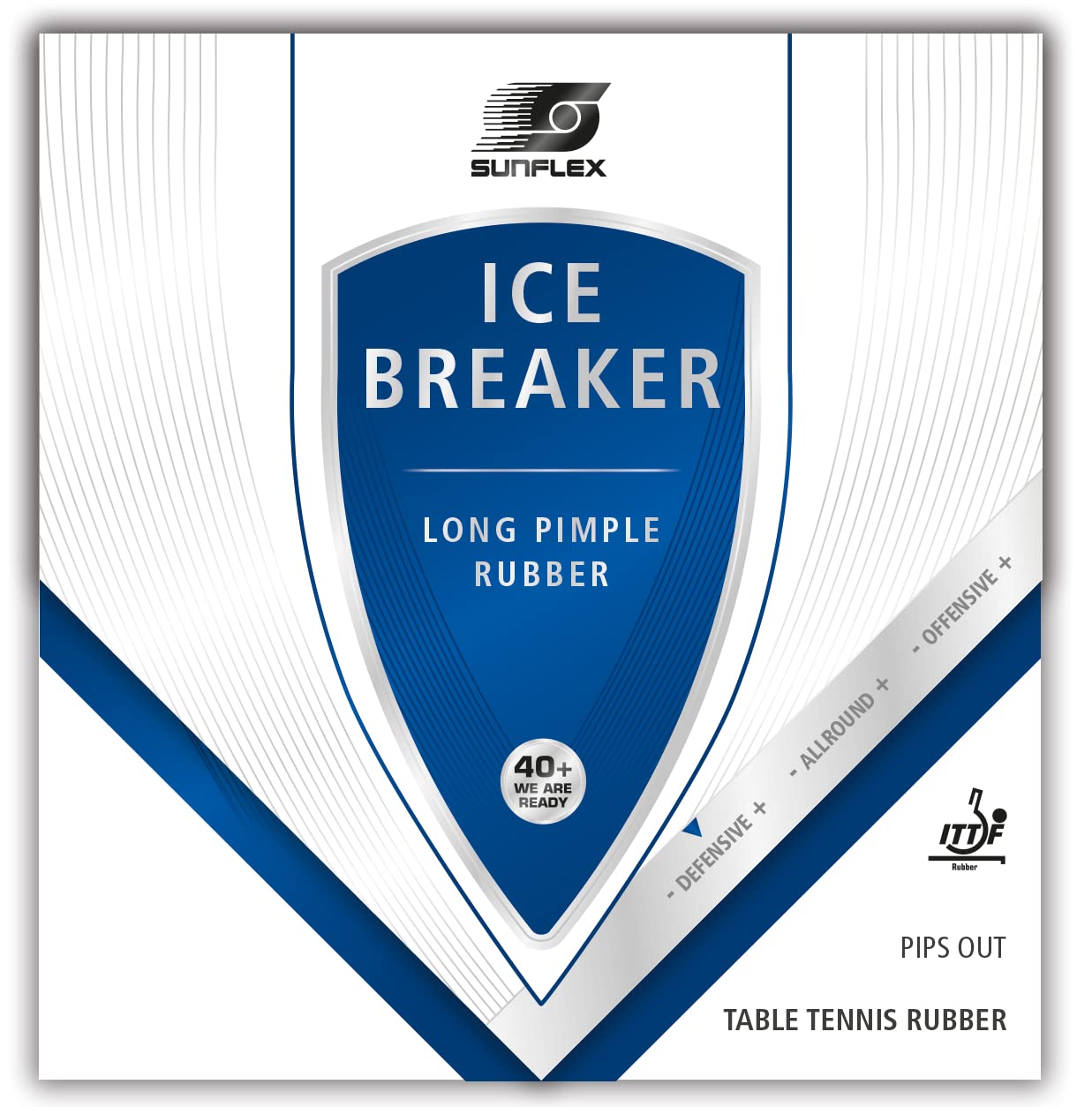 Sunflex Ice BREAKER Tischtennis-Belag | professionelle Lang Noppe | ITTF zugelassen | gefährliches Angriffsspiel | 0,5mm Schwamm | schwarz