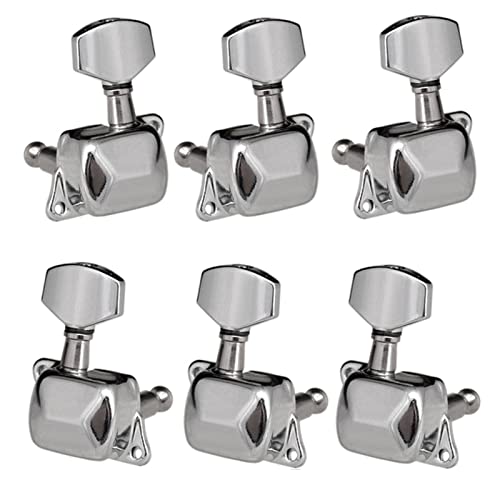 6. Stck Gitarre String Tuning Pegs Tuner Halbgeschaltete Tuner Machine Köpfe Für E-Gitarre Folk Acoustic Stimmwirbel Mechaniken (Color : Silver 3L and 3R)